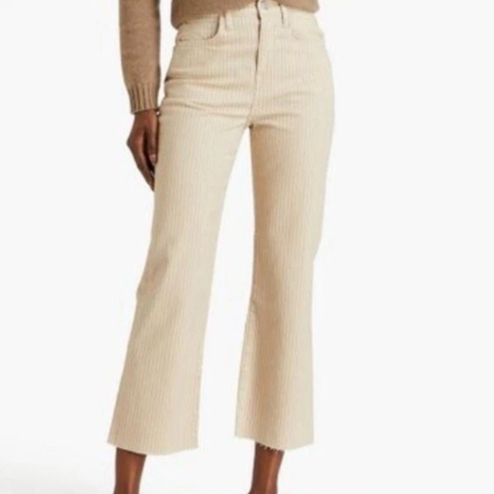 Frame Denim Beige Striped Cropped Pants